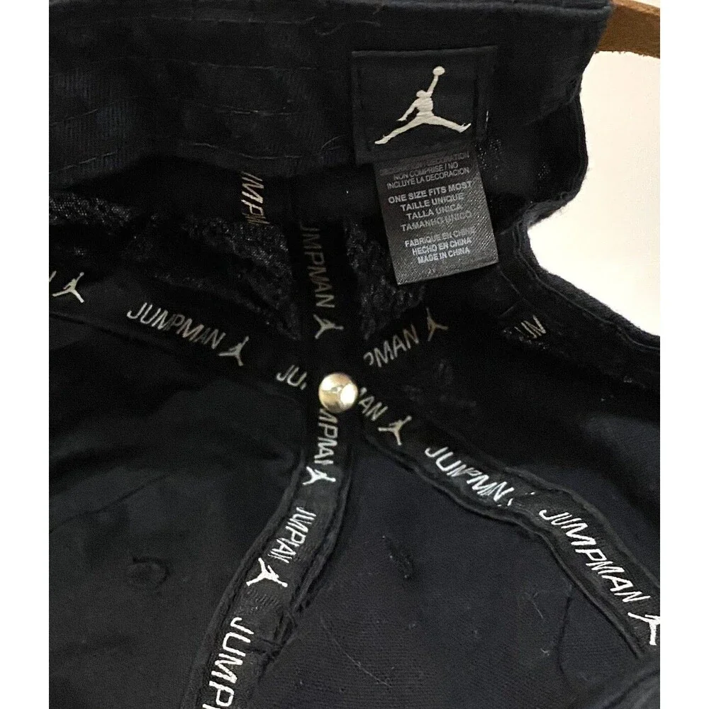 Jordan Jumpman Adjustable Hat Black Embroidered Logo Strapback Baseball Cap